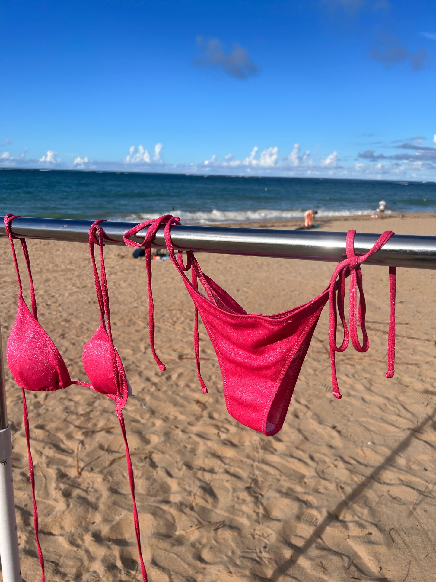 Hot Pink Shimmer Bikini Set