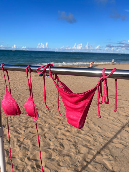 Hot Pink Shimmer Bikini Set